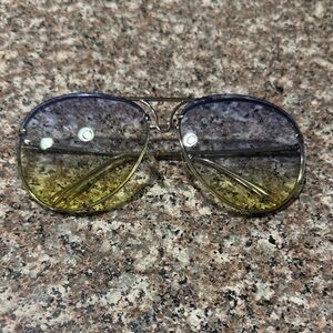 Gradient Yellow to Blue Aviator Sunglasses - Women
